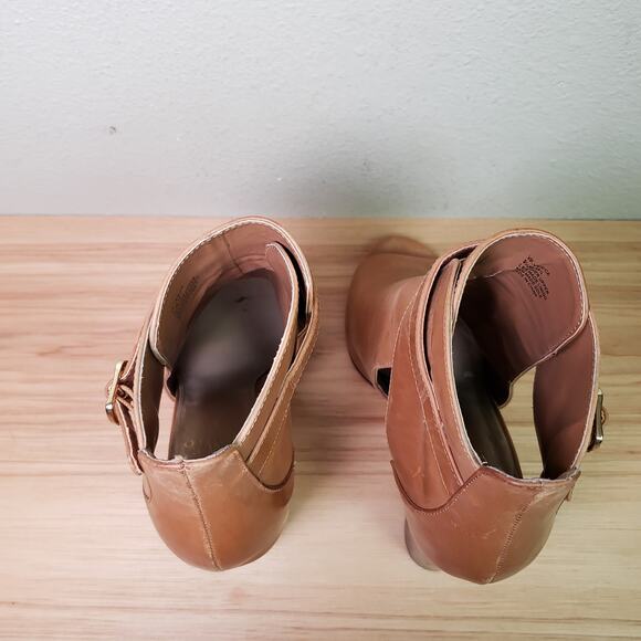 Vince Camuto 9.5‎ Venica Open Toe Heel Bootie Carmel Brown Leather Fall Staple - Picture 6 of 12